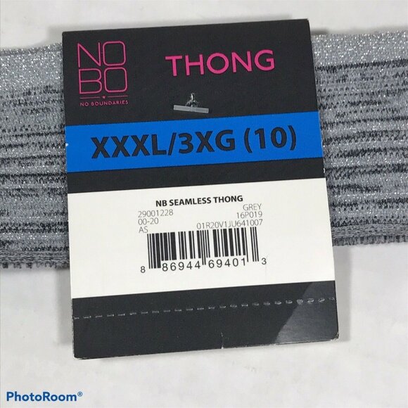 No Boundaries Womens Size XXXL 10 V-Thong Panty Seamless Gray New With Tags - Picture 3 of 7